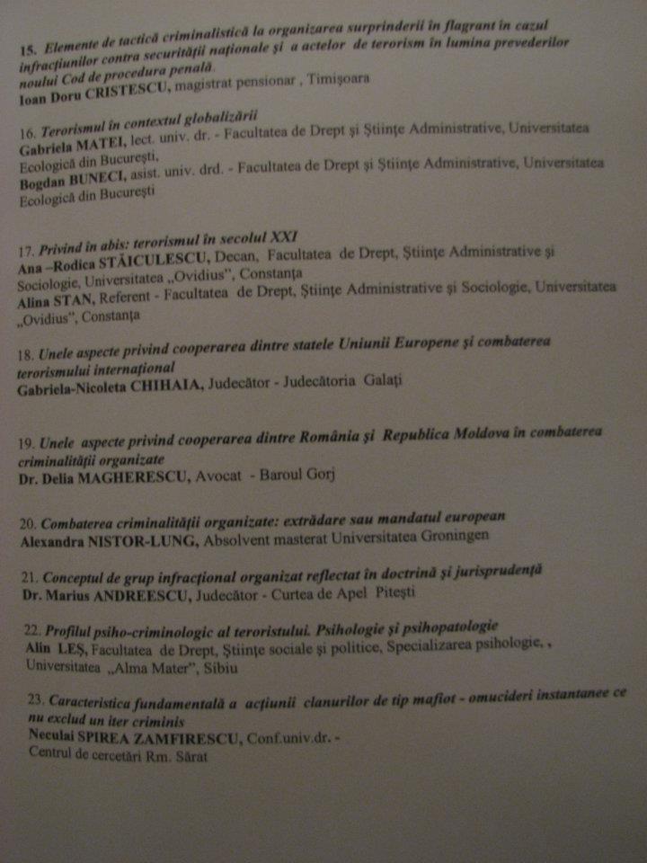 ”Profilul psiho-criminologic al teroristului. Psihologie și psihopatologie”