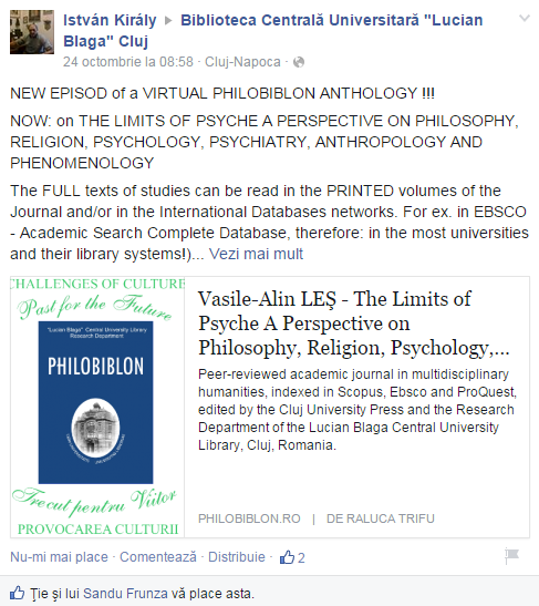 Alin Les, 2014, Istvan Kiraly, Philobiblon, Cluj Napoca, UBB, BCU Cluj 2014